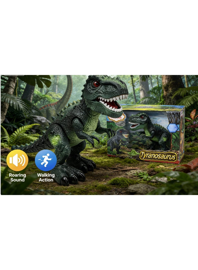 لعبة مجسم ديناصور يمشي مع إضاءة وصوت، ديناصور T-Rex يعمل بالبطارية للأطفال، لعبة إلكترونية واقعية للأولاد والبنات - Image 1